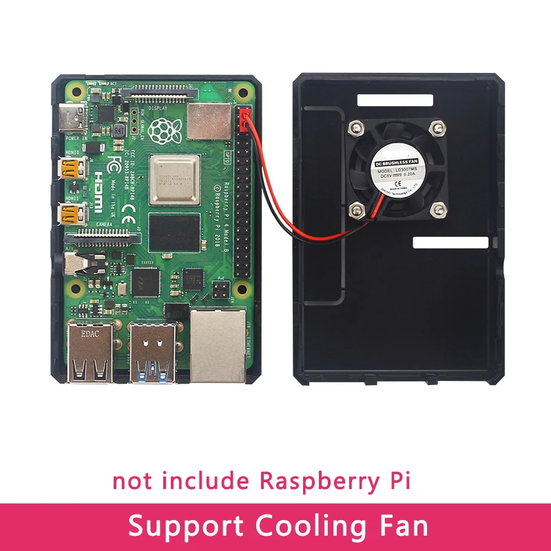 Чехол Raspberry Pi 4 Model B ABS черный прозрачный пластиковый корпус съемный чехол GPIO с