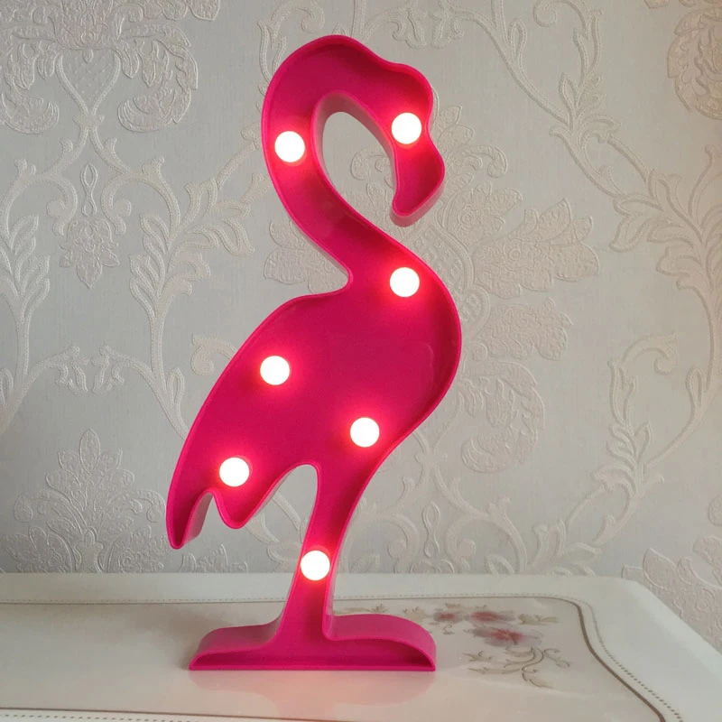 Flamingo Светодиодный светильник в виде фламинго, единорога, ночник, ананас, кактус, Звездный светильник, настенные украшения, светильник, подарки на Рождество, праздник, день рождения - Испускаемый цвет: Flamingo