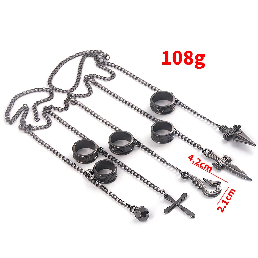 

New Fashion Bracelet Anime Hunterxhunter Cosplay Necklace Kurapika Rat Role Play Five Finger Chain Ring Accessories Jewelry Gift