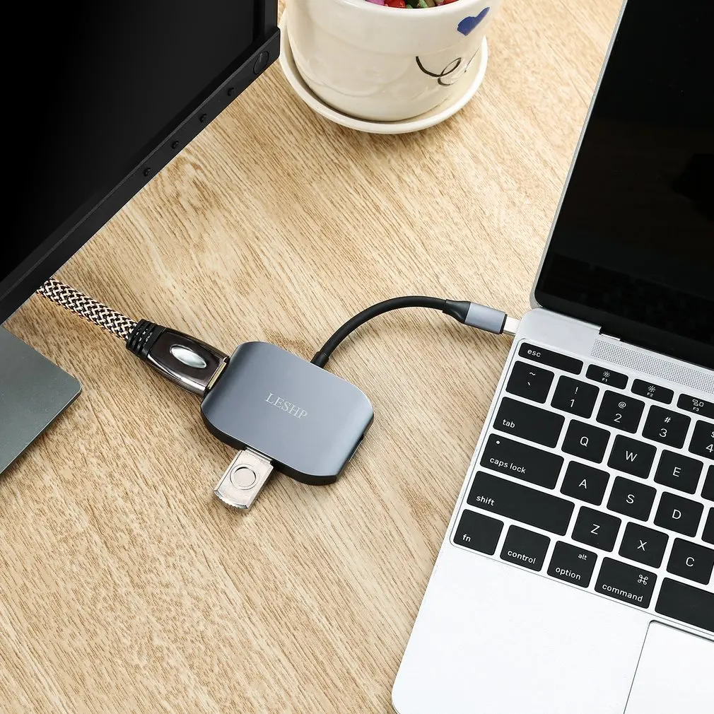 USB C к 3 0 и 2 VGA конвертер кабель адаптер алюминиевый сплав type концентратор для