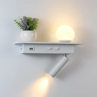 bedroom bedside led wall light with usb charging with switch hotel decoration lighting wall lamp aluminum and acrylic ac90 260v