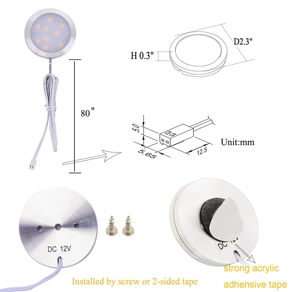 

3/4/6/8/10 Pcs Under Cabinet Lights 2.5W DC12V Remote Control Dimmable Led Puck Light wardrobe Closet Kitchen night Lights