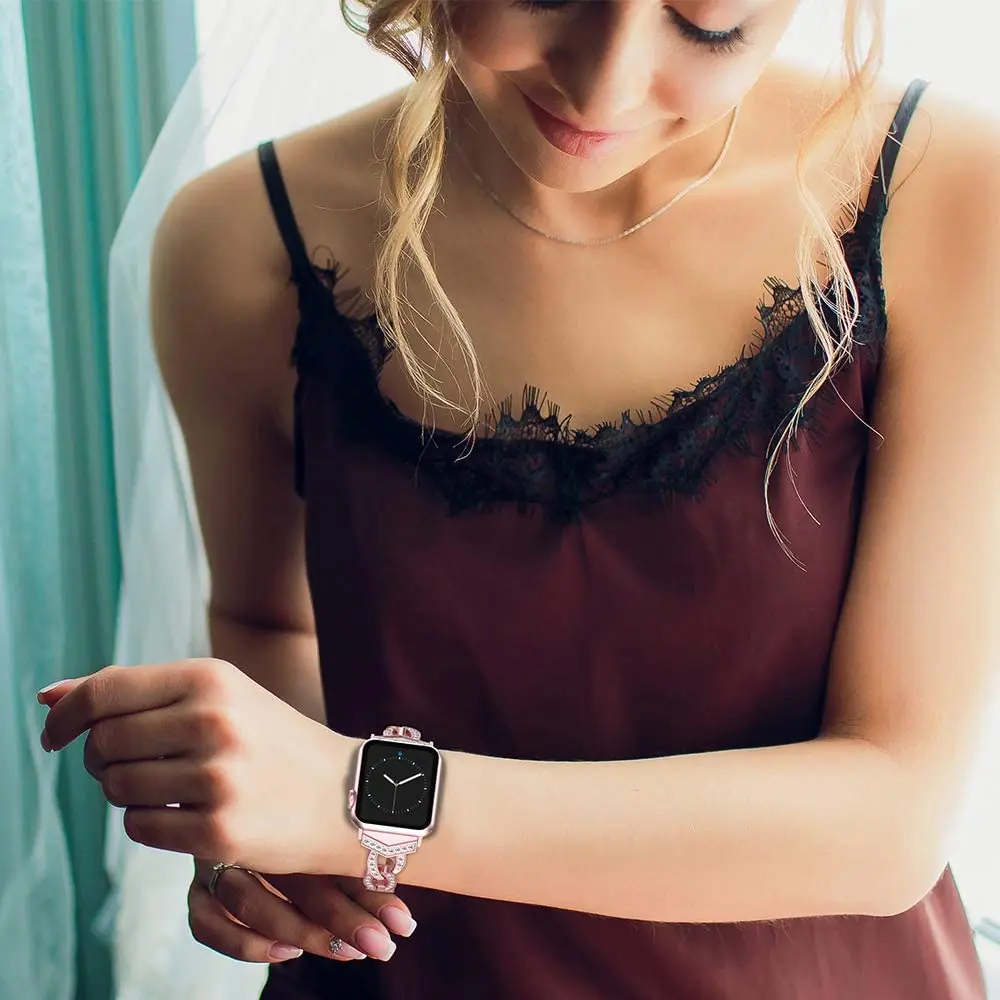 Ремешок для Apple Watch 4 5/2/3 38 мм 40 сменный Браслет женской стразы из сплава iwatch series 42 44