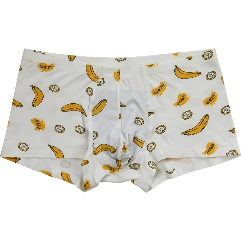 Мужское хлопковое модное нижнее белье с принтом банана из мультфильма дышащие