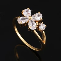 exquisite flower cz crystal women wedding ring 2021 france luxury gold plated aaa zircon ring bohemia charm women party jewelry