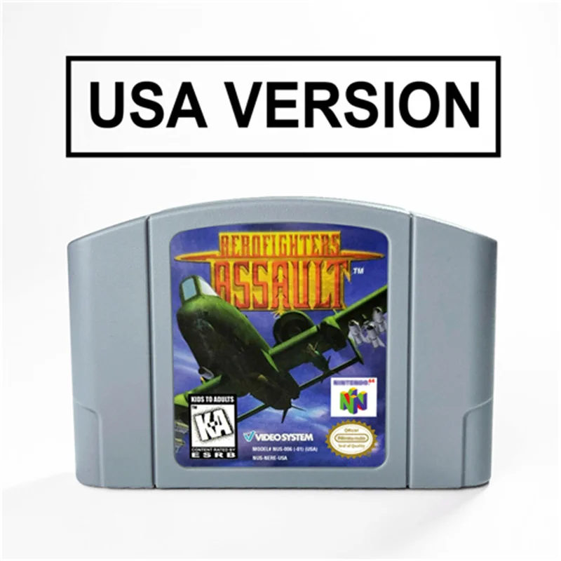 

Aero Fighters Assault For 64 Bit Video Game Cartridge USA Version NTSC Format