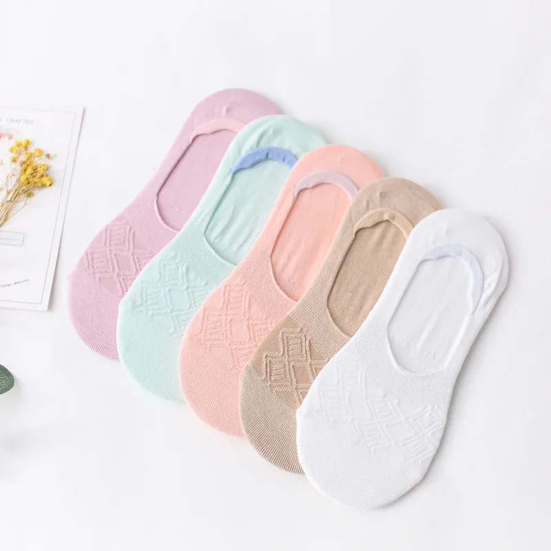 2 пары женские лодочные носки весна-лето невидимые хлопковые однотонные с