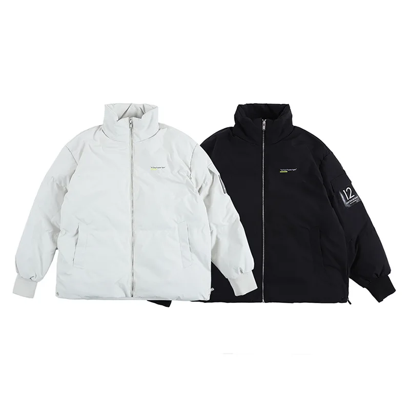 

Fashion jacket men's winter fashion men's solid color letter print flying Baseball Jacket thickened jacket