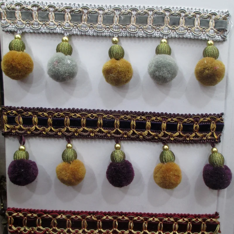 1 м большой помпон отделка шаровая занавеска аксессуары для шитья помпон шар кружевная отделка кисточка лента с бахромой вязаная ткань Сделай Сам товары для рукоделия