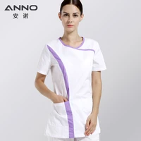 anno hospital supply white short sleeves nurse uniforms scrub set women female slim fit beauty nursing scrubs form