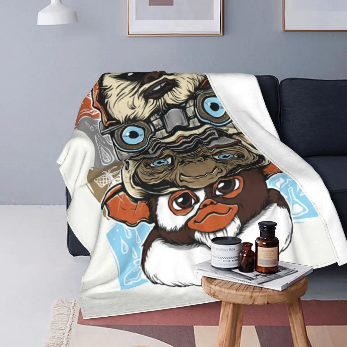 

80s Horror Christmas Movie Lcon Fuzzy Blanket Gremlins Gizmo Monster Gremlin Awesome Throw Blankets for Home 150*125cm Bedspread