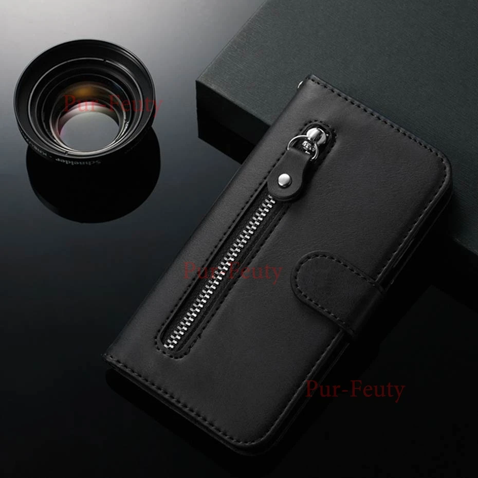Black Чехол для Xiaomi Redmi 7 6 K20 Pro, кошелек на молнии, кожаный чехол с магнитной подставкой, милый откидной Чехол для Xiaomi Redmi Note 7 7 Pro, чехол для телефона - Цвет: Black