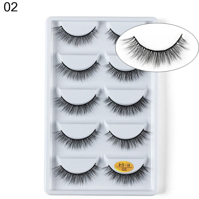 5 pairs of thick curled cross 3D mink handmade false eyelashes eyelash extension | Красота и здоровье