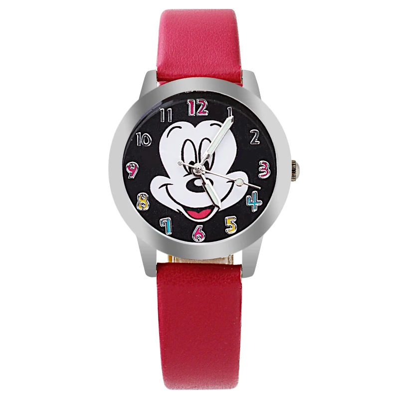 Кварцевые наручные часы с милым мультяшным рисунком женские кожаные детские для