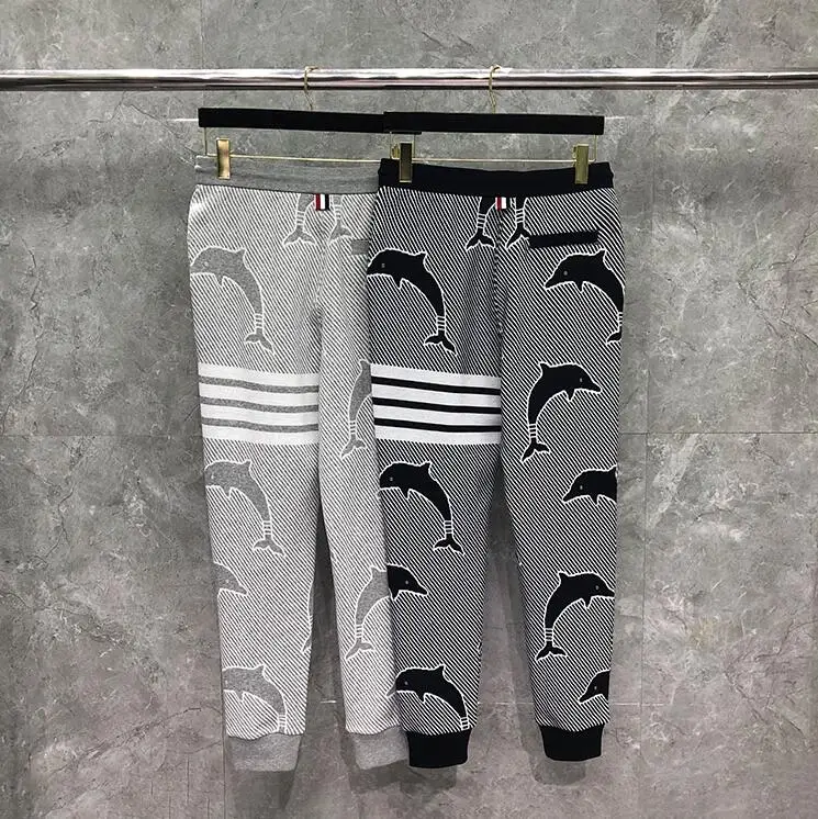 

Fashion TB 2021 THOM Brand Sweatpants Men Dolphin Pattern Casual Sports Trousers Tracksuit Bottoms Dobby Jogger Track Pants