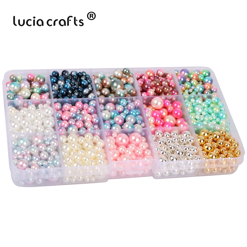 Lucia crafts 1140 шт./лот Mix Радуга Цвет круглый 4/6/8/10 мм Имитация жемчужные бусы, не требующие отверстия в ухе, DIY ручной работы аксессуары E1213