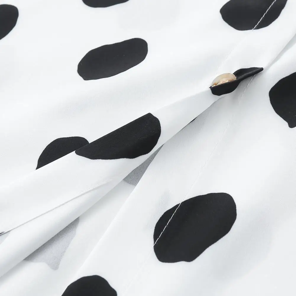 

SANWOOD Fashion Ladies Print Women Summer Dress Female Mid-calf Single Breasted Turn Down Collar Long Sleeve Shirt Dress