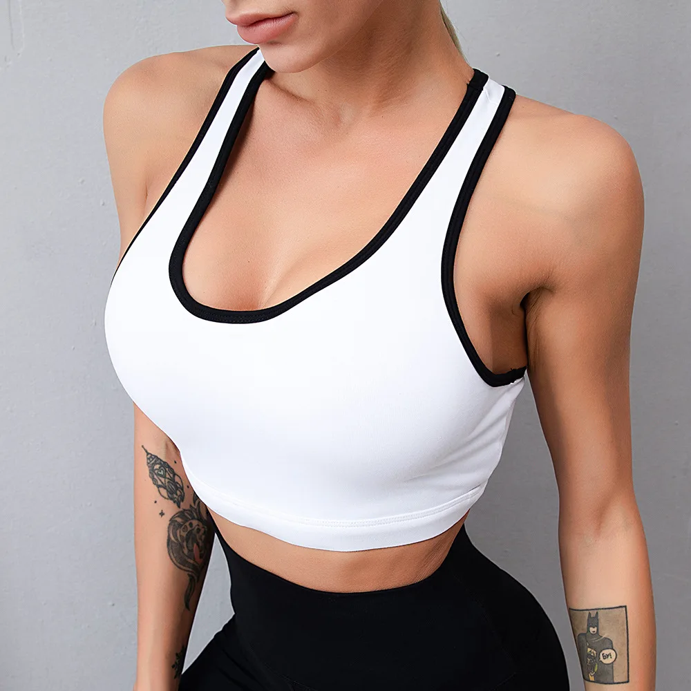 

Женский Быстросохнущий Спортивный бюстгальтер пуш-ап натурального цвета, майки, топы, рубашка для йоги с подкладкой для бега, фитнеса, трена...