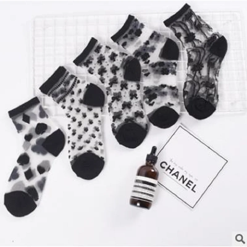 20 PCS = 10 pairs Fishnet Summer Socks Mixed Fiber Transparent Stretch Elasticity Ankle Net Yarn Thin Women Cool Socks