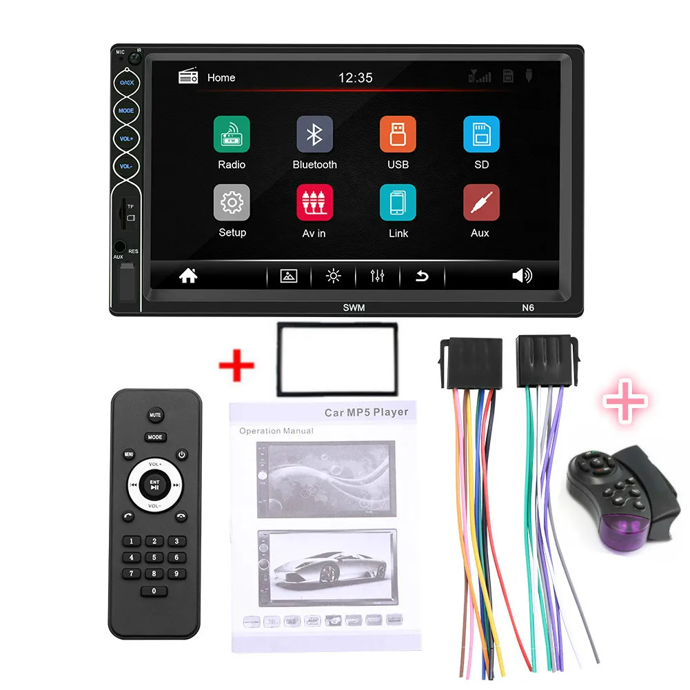 frame and control SWM N6 двойной 2 DIN стерео MP5 плеер 7 дюймов сенсорный экран bluetooth USB AUX радио приемник в тире головное устройство+ камера - Цвет: frame and control