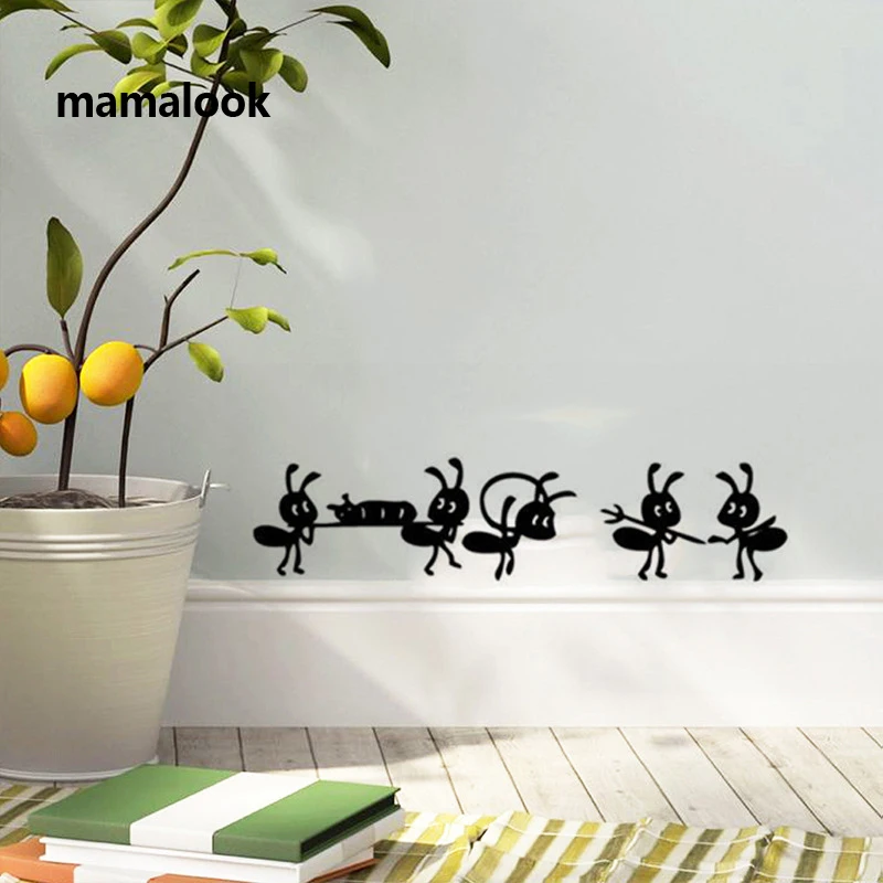 

Cartoon Black Ants move Wall Sticker for children's rooms Home Decor Glass windows Decoration poster Mural art Decals stickers