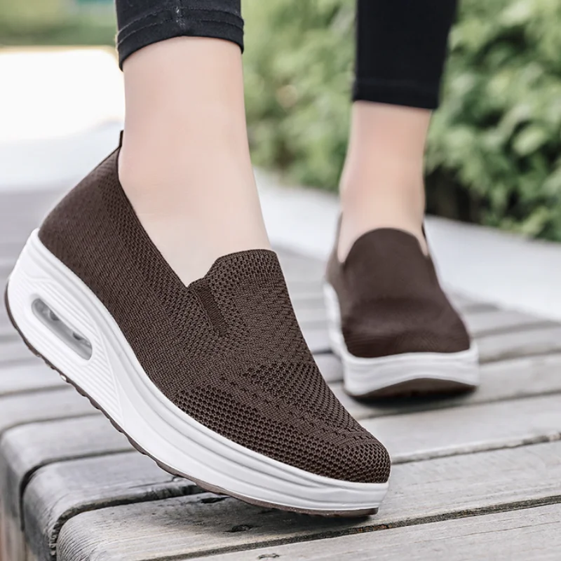 

Spring Autumn Women's Swing Shoes Mesh Woman Loafers Flat Platforms Female Shoe Wedges Ladies Shoes Height Increasing Sneakers