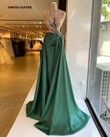 enerald green high neck mermaid evening dress elegant beaded long dinner dresses for women