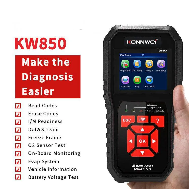 12 В OBD2 автомобильный диагностический сканер для KONNWEI KW850 ODB2 проверка двигателя