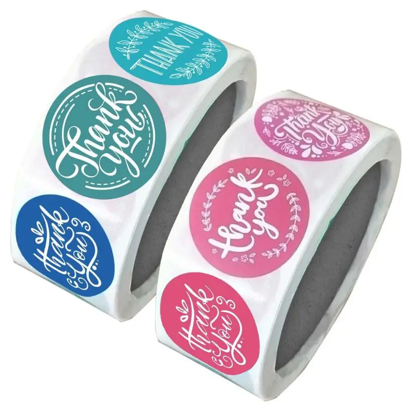 

2022 New 500pcs/roll 8 Styles Thank You Sticker Handmade Scrapbooking Packaging Labels