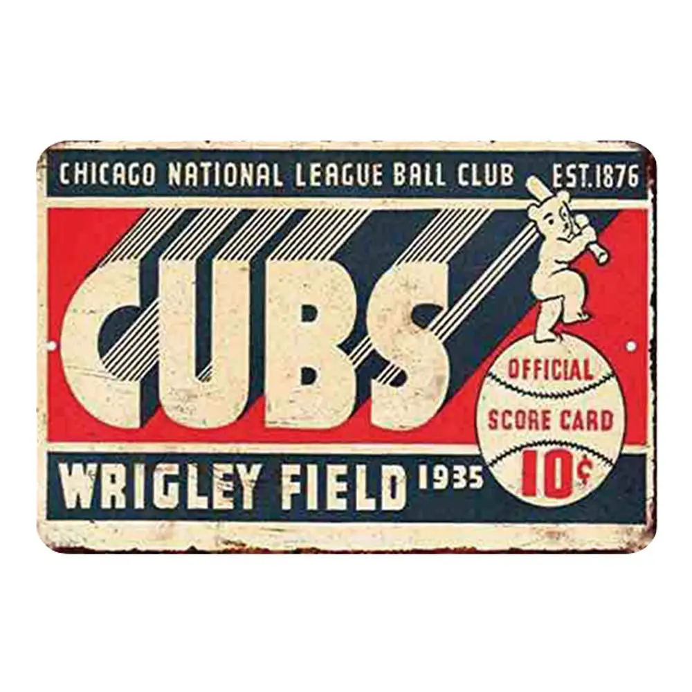 Cubs Wrigley поле 1935 Бейсбол спортивные Винтаж вывеска для декора антикварные
