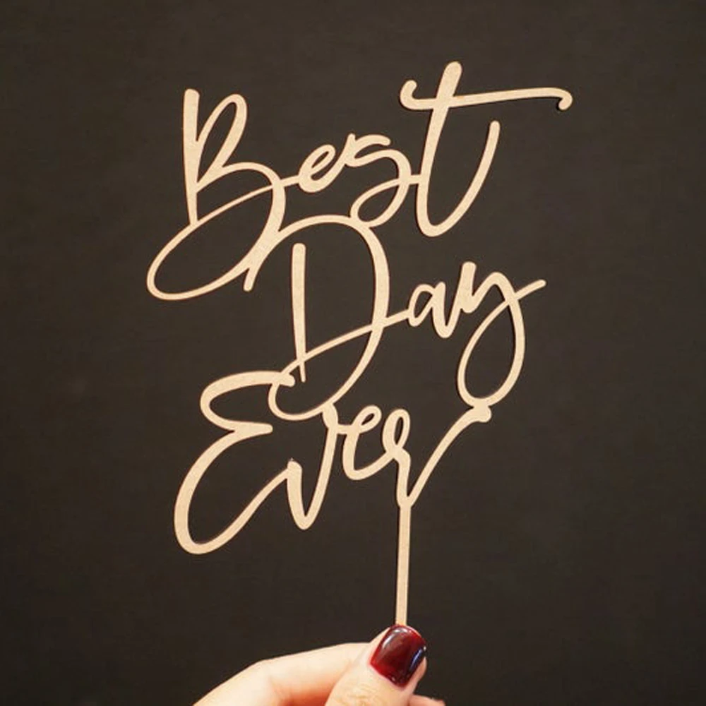 Лучший день когда-либо свадебный торт Топпер душ лучший помолвка современный -