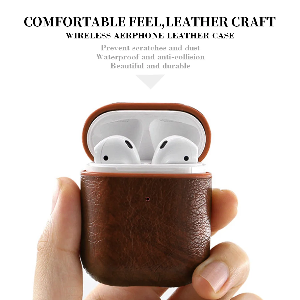 Protective Bag Leather Sleeve Cover Case Storage Earphone Portable For Apple AirPods 1/2 Charging Box Anti-Lost With Hook | Электроника