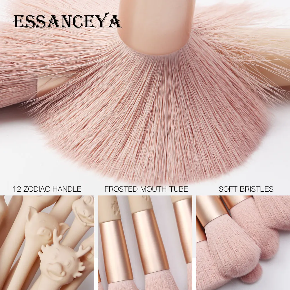 Набор кистей для макияжа ESSANCEYA набор из 12 розовая основа губ тени век румяна пудра