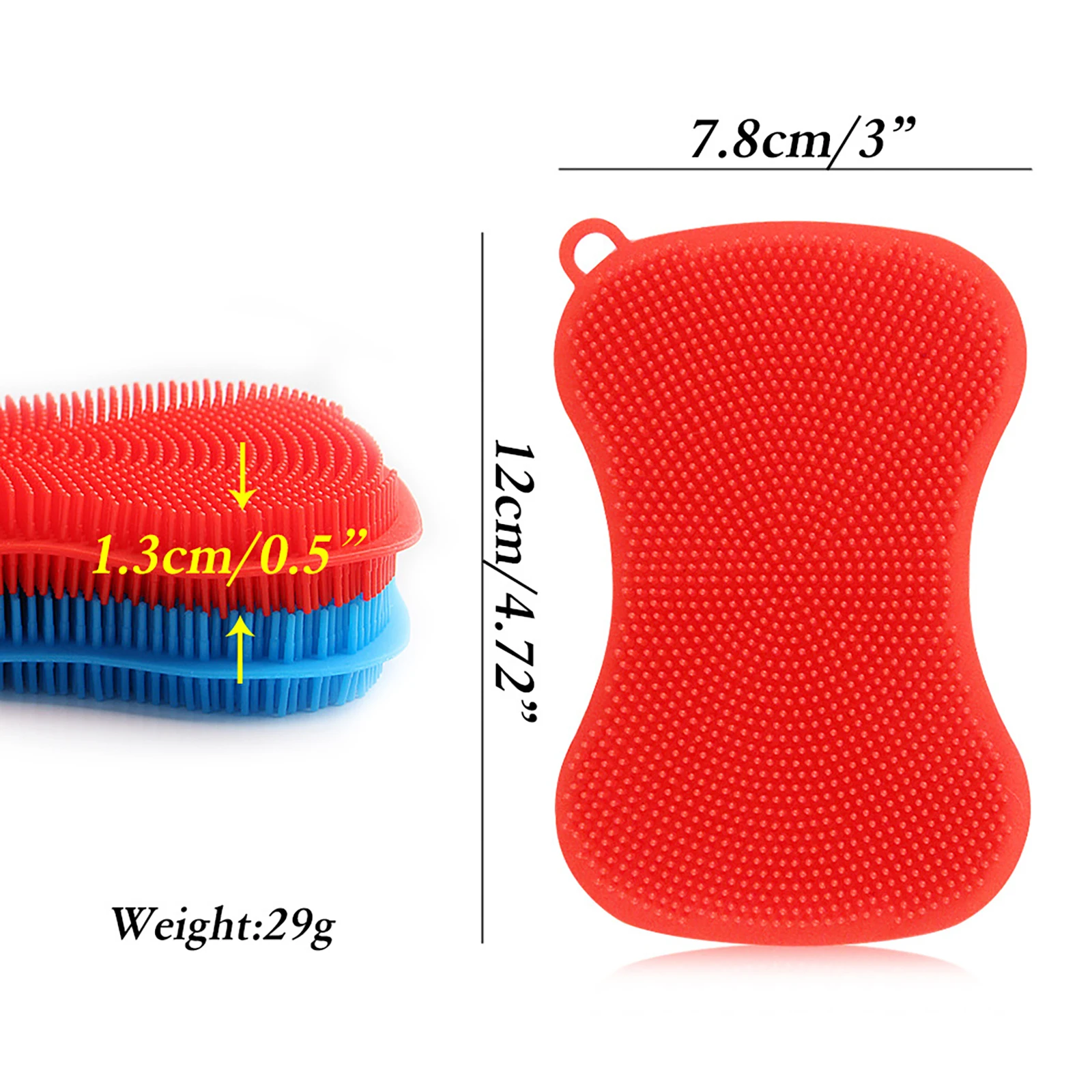 

4 Pack Silicone Sponge Reusable Dish Washing Scrubber Double-Sided Kitchen Dishwashing Brush For Cleaning Dishes