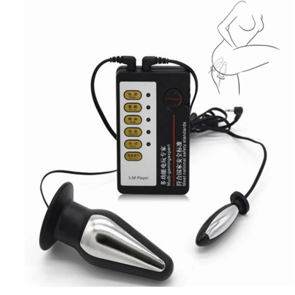 Электро Секс огромная Анальная пробка Электрический шок фаллоимитатор