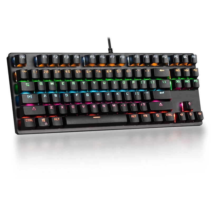 

Игровая механическая клавиатура, проводная игровая клавиатура с 87 клавишами, RGB подсветкой, синими переключателями, для настольных ПК, ПК, г...