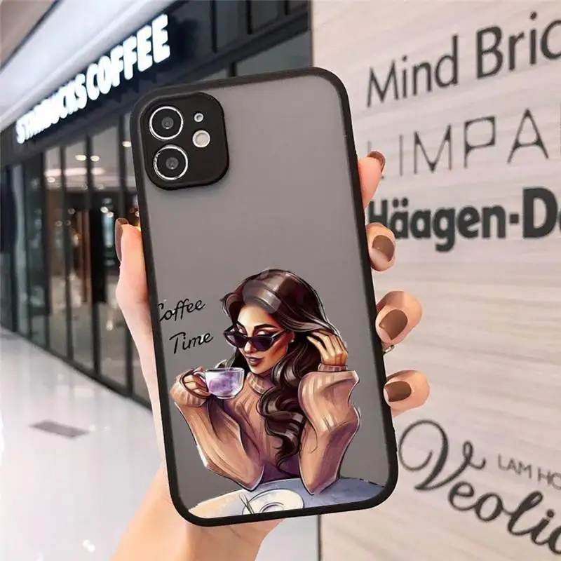 

Girls Female boss Phone Cases Matte Transparent for iPhone 7 8 11 12 s mini pro X XS XR MAX Plus cover funda