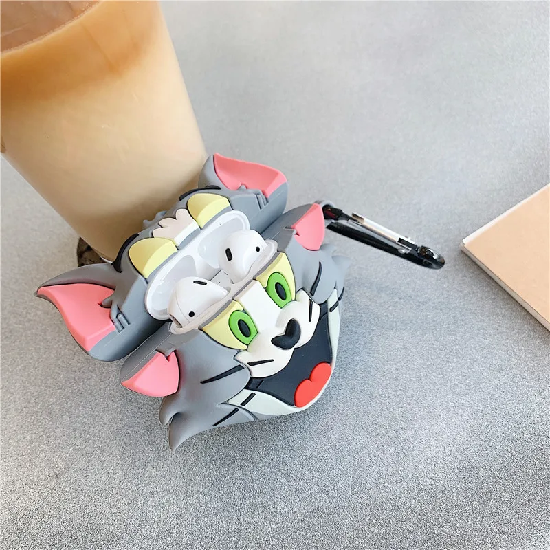 3D Улыбка Кошка милый мультфильм Джерри наушники в форме мыши чехол для Airpods 1 2 чехол силиконовый чехол для наушников для Air Pods Чехлы аксессуары