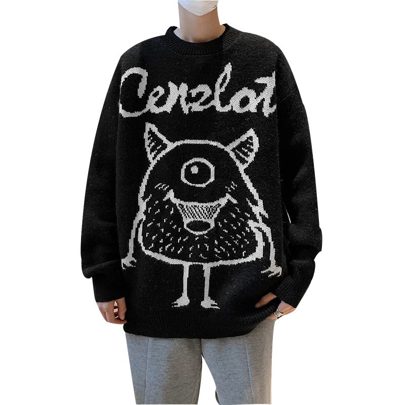 

Мужской пуловер с круглым вырезом Осень Зима Теплый просторный с принтом Oc Yq одежда с длинным рукавом вязаный повседневный мужской брендов...