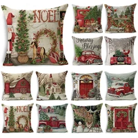 wzh christmas pillowcase santa claus sofa car cushion home decoration linen cushion cover christmas gift 2021 new