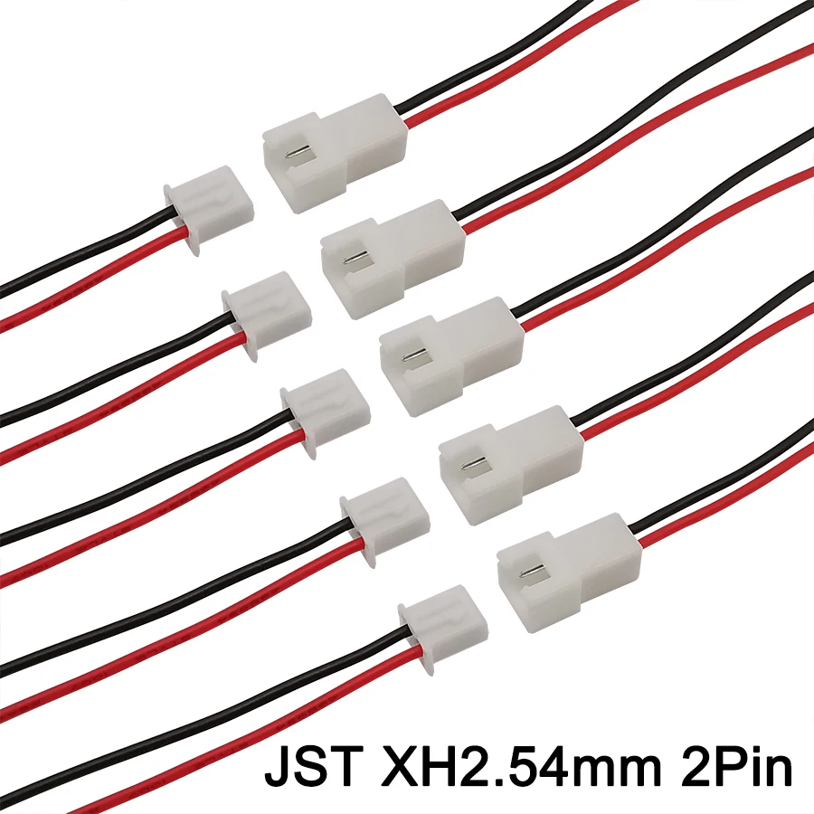 10Pairs/20Pcs JST XH 2.54mm 2Pin Plug Jack Wire Cable Connector JST XH2.54 Pitch 2.54mm 2P Male Plug Female Socket Adapter