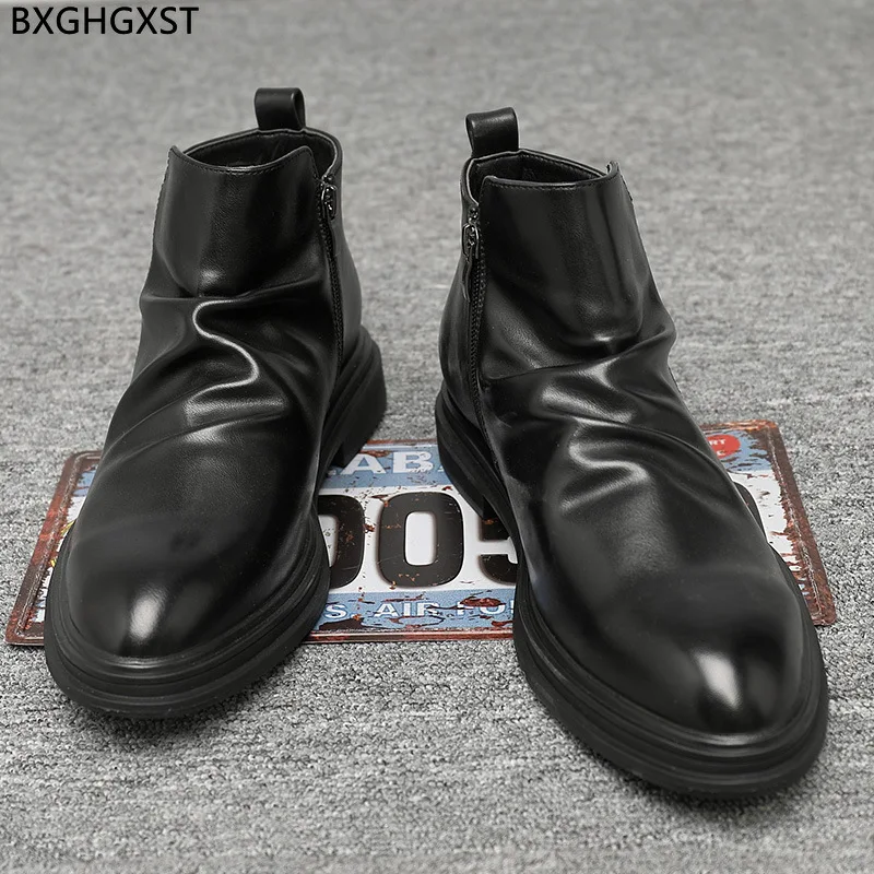 

Black Ankle Boots for Men Male Designer Winter Boots Man Leather Shoes for Man 2022 Chelsea Boots Men Casual Shoes Chaussure
