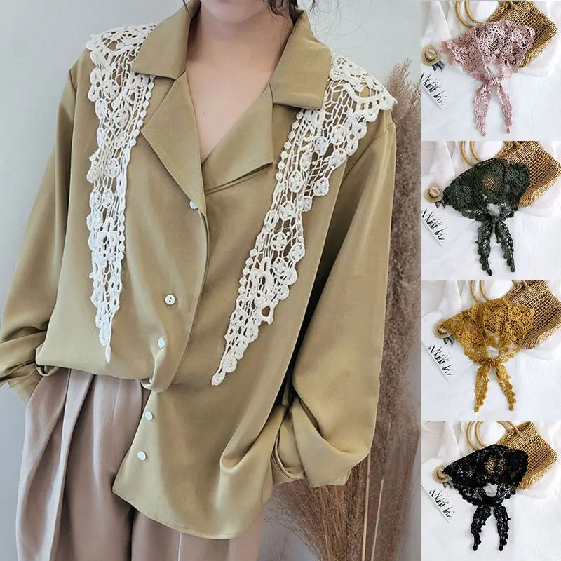 Новинка весна-лето 2020 женский белый черный треугольный кружевной шарф платок с