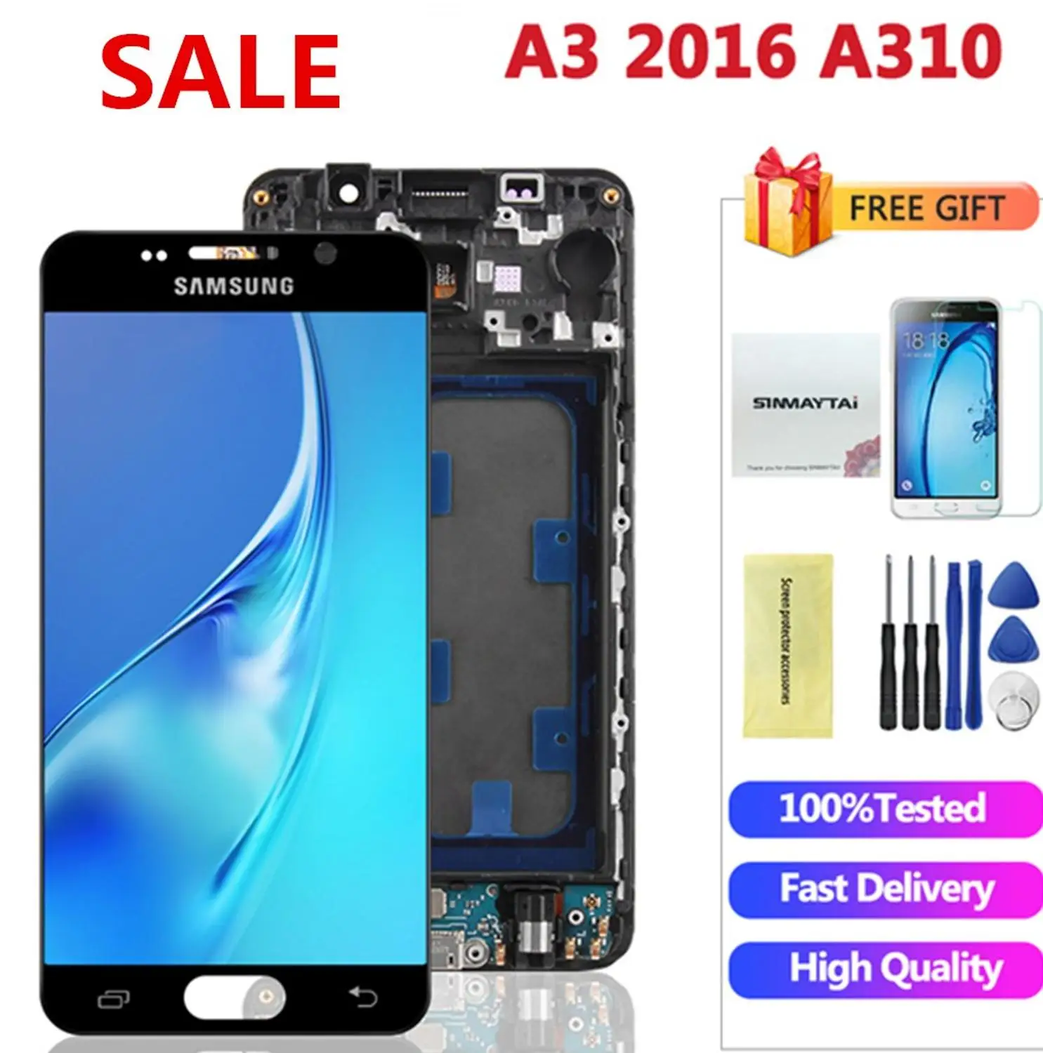 

ЖК-дисплей с сенсорным экраном в сборе для SAMSUNG Galaxy A3 2016 A310 SM-A310F A310M A310H A310F/DS