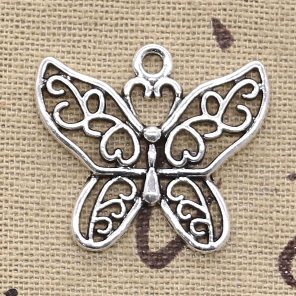 

12pcs Charms Hollow Butterfly 26x29mm Antique Silver Color Pendants DIY Necklace Crafts Making Findings Handmade Tibetan Jewelry
