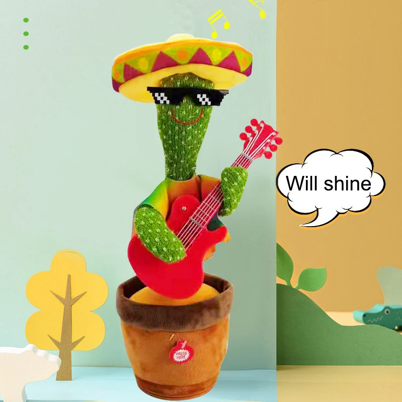 Funny Dancing Cactus Electron Plush talking cactus Songs And Luminous Plant Cactus Twist Dancing Toy Decor For Children Baby