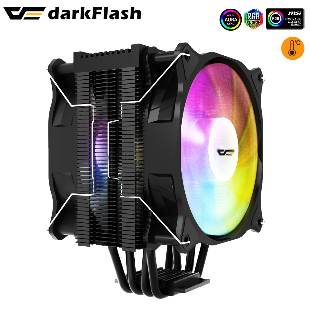 Darkflash darkairplus CPU Cooler 4 Heatpipes ARGB Radiator Silent PWM 4PIN Intel LGA 1150 1151 1155 1200 1366 AMD AM4 Ventilador