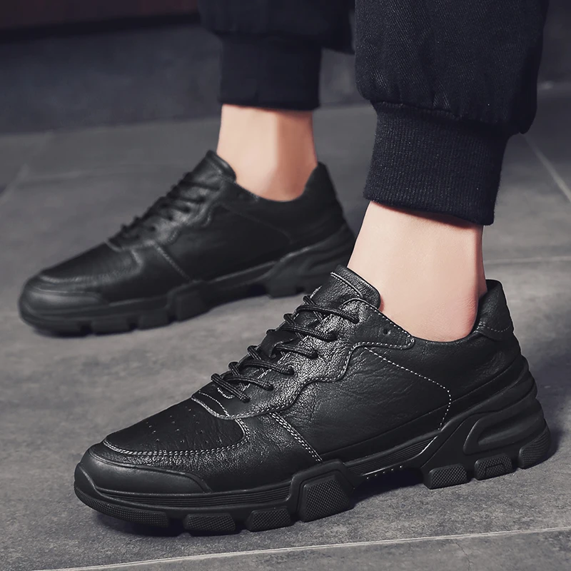 

Кроссовки мужские из натуральной кожи, повседневные уличные сникерсы, на шнуровке, дышащая удобная модная офисная обувь, оксфорды