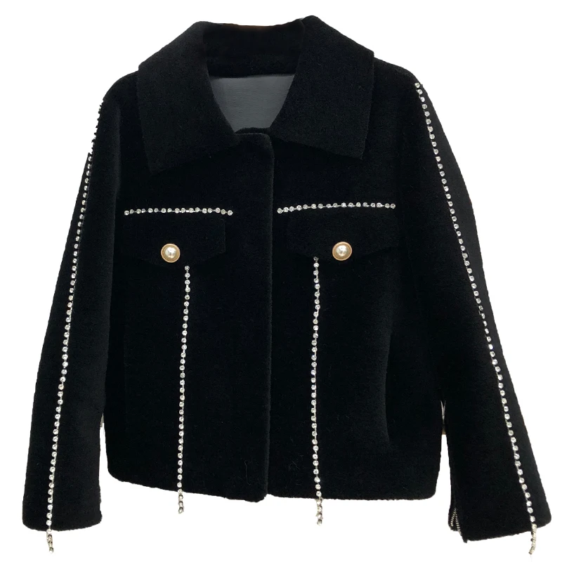 Женское зимнее пальто из натурального меха овцы 100% шерстяная куртка для женщин