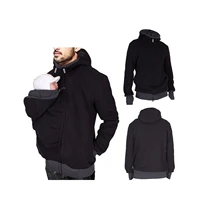 2 in 1 multi function kangaroo hooded dad mens sweater autumn and winter dressing pouch keep warm hoodie baby carrier coat w0